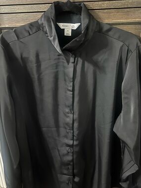 Old Navy Black Satin Button-Down Blouse
